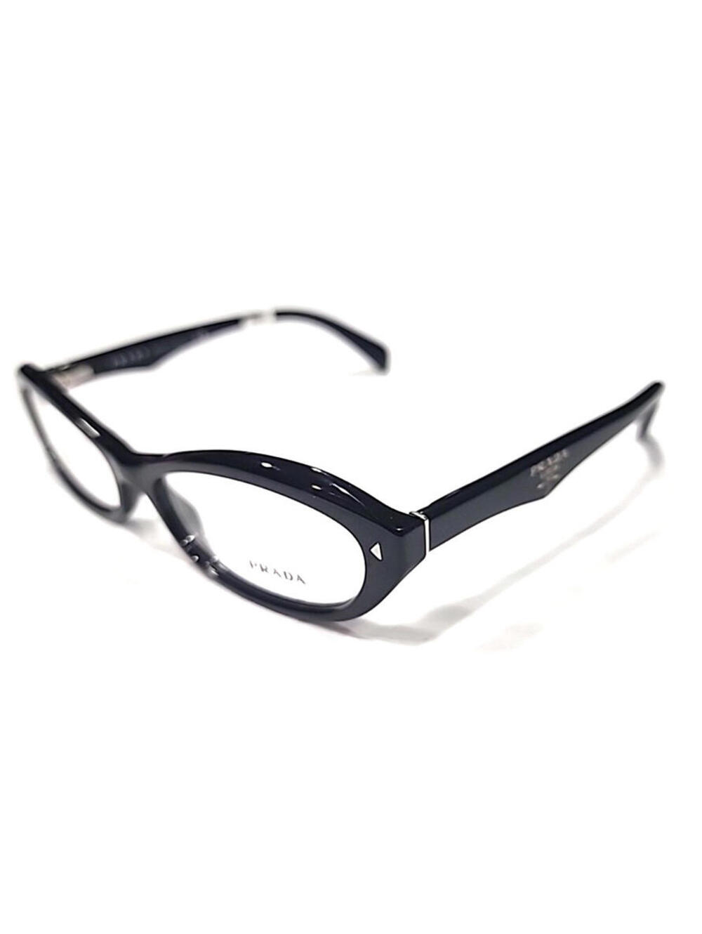 PRADA VPR110 IAB 101 Milan Glossy Black Oval Eyeglasses 54-16 135 Case Box Cloth - Picture 2 of 9